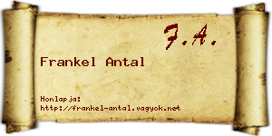 Frankel Antal névjegykártya